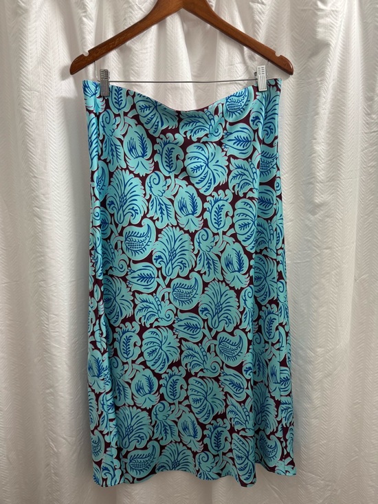 J. Crew Dresses & Skirts - J. Crew Aqua and Burgundy Floral-Print Midi Skirt